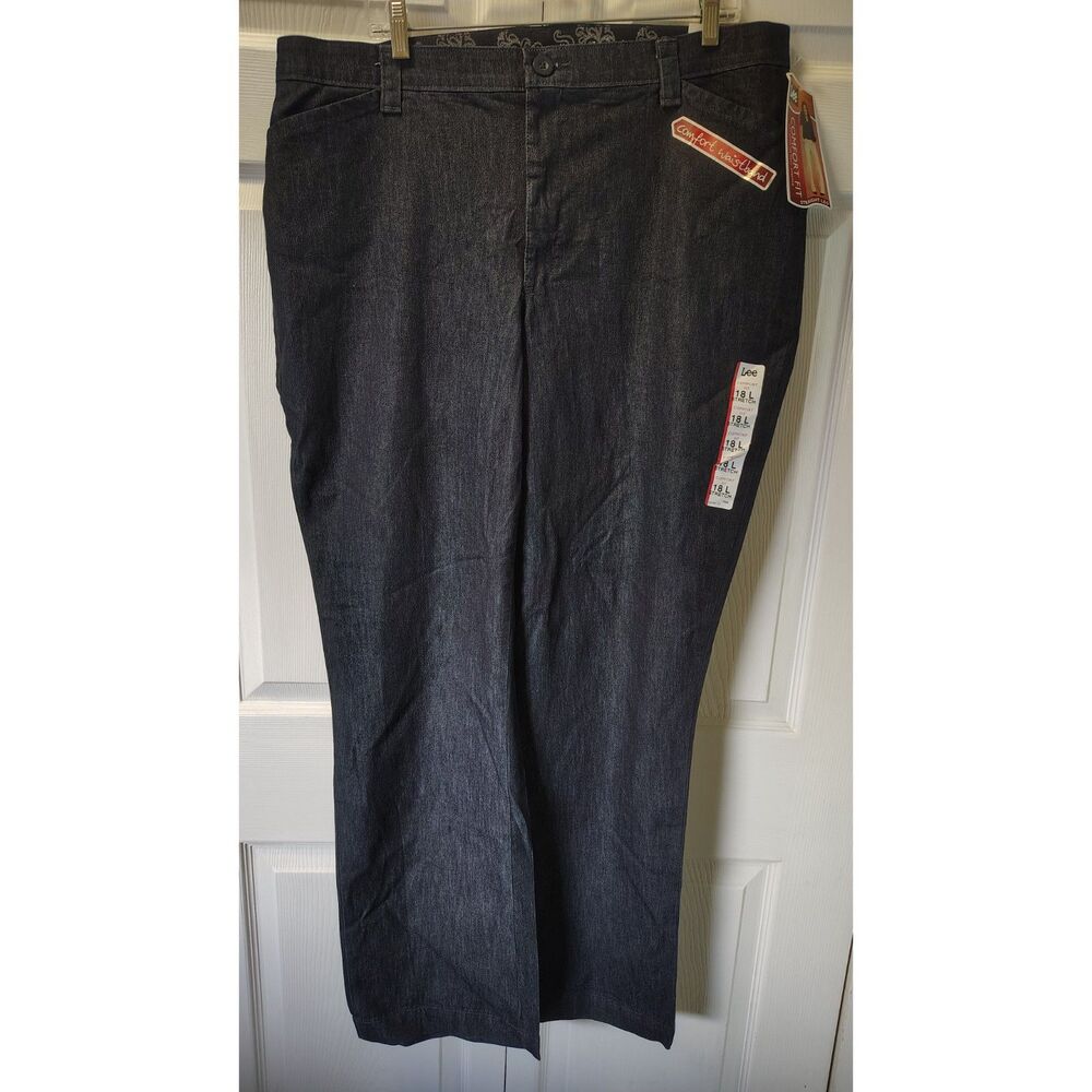 NWT Lee Comfort Fit Just Below The Waist Jeans Indigo Rinse Stretch Size 18 Long